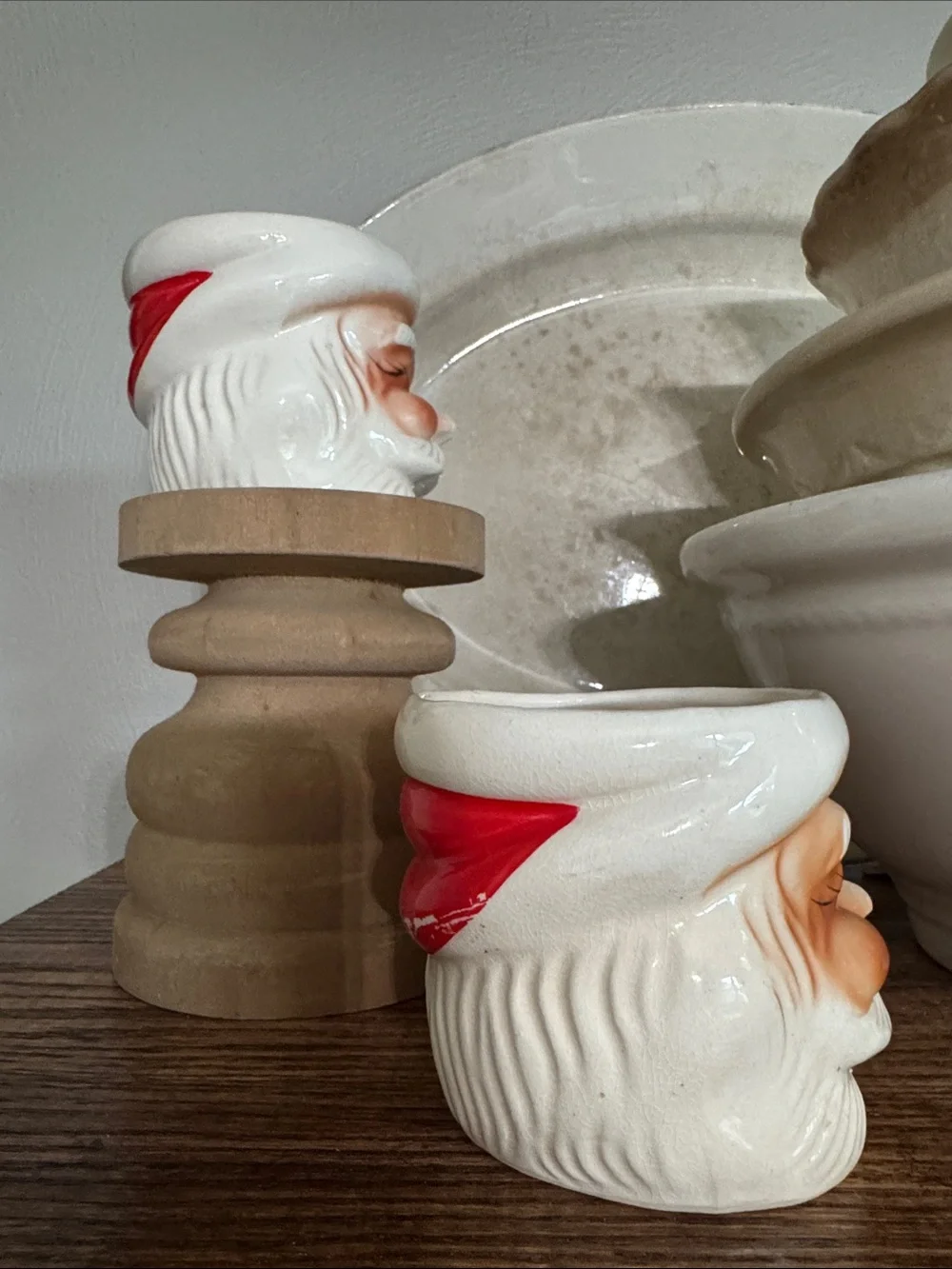 Crazed & Chippy Vintage Santa Mugs